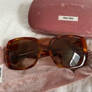 Miu Miu Brown Tortoiseshell Square Sunglasses
